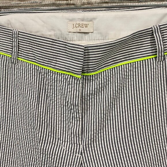 J.Crew Size 10 Seersucker Stripe Preppy Ankle Pants – Neon Trim Pockets - Picture 5 of 8